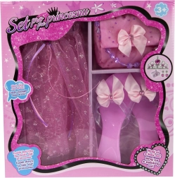 Lyserødt prinsessesæt – nederdel, prinsessesko og håndtaske