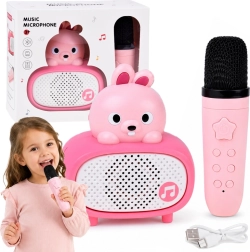 Interaktivt børnekaraoke med bluetooth-mikrofon og højttaler – kanin