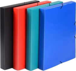 Arkivboks A4 med elastikbånd af polypropylen, sort