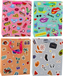 Gavepose med farverige klistermærker 32 × 26 × 12 cm