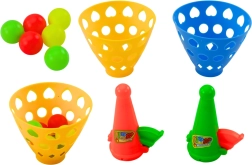 Færdighedsspil med kurve til bolde og affyrer, 2 kurve og 6 bolde