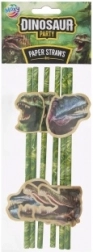 Papirsugerør med dinosaurmotiver 6 stk.