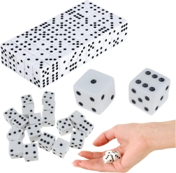 Sæt med klassiske spilleterninger 1–6, hvide, 100 stk.