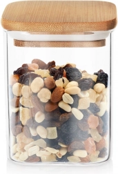 Glaskrukke til tørvarer med bambuslåg og tætningsring 850 ml