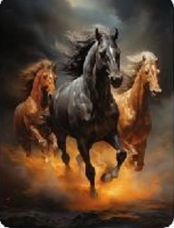 Diamantmosaik – tre galoperende heste