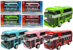 Dobbeldækkerbus med optræksmotor – metalmodel i 4 farver
