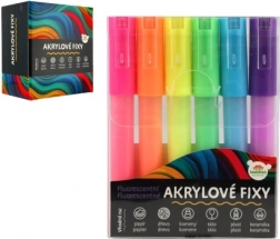 Akryl fluorescerende tuscher 6 stk til papir, glas, keramik og sten