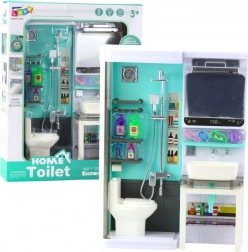 Børnebadeværelse – bruser, håndvask og toilet med lys og lyde