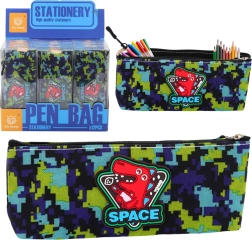 Håndtaske til kosmetik med dinosaurer og pixelmønster, blågrøn 20x8 cm