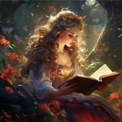 Diamantmosaik - prinsesse med bog