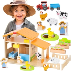 Viga Toys træbondegård med tilbehør