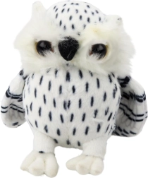 Lille plysbamse ugle hvid med sorte prikker 15 cm