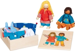 Goki dukker Fynja og Fabio med tøj i trækasse