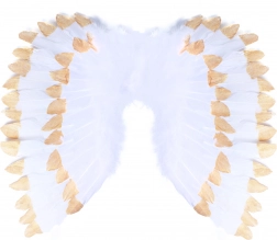 Englevinger med fjer hvid‑guld