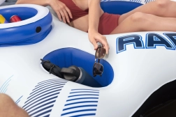 Oppustelig dobbeltlags ø til 2 personer med ryglæn og opbevaringsrum