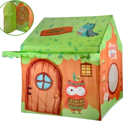 Farverigt børnetelt i hytteform Skovvenner med taske