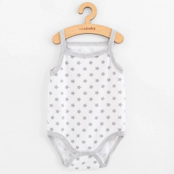 ærmeløs babybody New Baby Classic II med stjerner grå 80