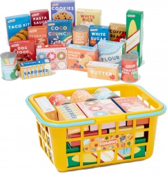 Gul indkøbskurv CASDON med madvarer til børn 3+