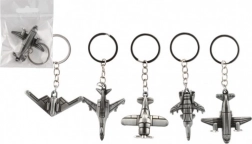 Metalnøglevedhæng formet som fly 5–6 cm, mix af designs