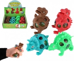 Anti-stress klemmedinosaur med gelékugler 7 × 5 cm, 4 farver