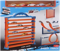 3-i-1 bane med biler og garage