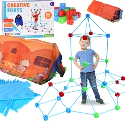 Stor byggesæt med konstruktionssugerør 89 dele med overtræksstof og netpose