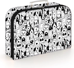 Børnekuffert i lamineret pap med hunde 34 cm