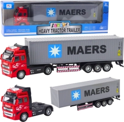 Containerlastbil med pull-back motor, åbne døre, rød-grå