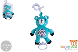 Bamse i plys med optrækkeligt musikværk 30 cm