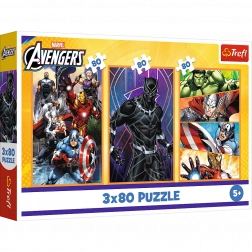 Puslespil 3x80 Aktive Dage - Disney Marvel Avengers