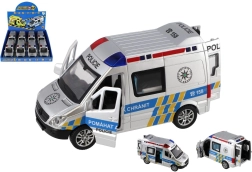 Politi-bil i plast 15 cm med lys og lyd på friktionsmotor