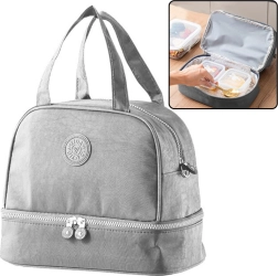 Termoisoleret madkassetaske med justerbar rem, sølvfarvet