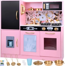 Træ retro legekøkken til børn med køleskab og ovn