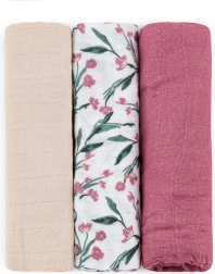 Bambus-muslinbleer Petite&Mars Moussy pink meadow 68 × 68 cm (3 stk.)