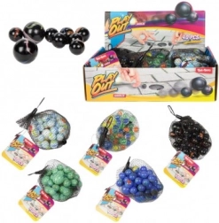 Sæt af glasmarbles 40 stk i forskellige farver i net