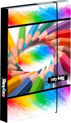 Boks til hæfter A4 farveblyanter med elastik