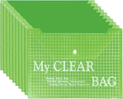 Gennemsigtig A4-dokumentmappe med trykknap, grøn (20 stk.)