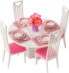 Dukkemøbelsæt – spisestue med bord, stole og service, 43 dele
