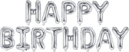 Foliebaloner Happy Birthday – Sølv