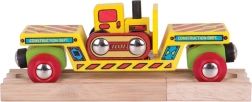 Bigjigs Rail godsvogn med bulldozer og 2 skinner