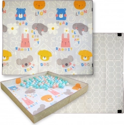 Dobbeltsidet foldbar skumlege­måtte 2-i-1 HUMBI 200 × 180 cm med kanter med velcro