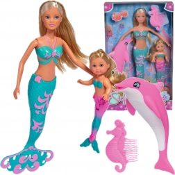 Steffi Love Mermaid Friends – sæt med havfruedukkerne Steffi og Evi med delfin og kam