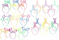 Karnevalpandebånd med pynt – mix af farver