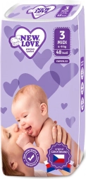 Engangsbleer til børn New Love Premium Comfort MIDI 4–9 kg, 48 stk.