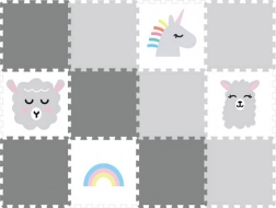 Skum-puslespil legeunderlag til børneværelse Grå enhjørning, 12 dele
