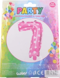 Oppustelig ballon tal 1 med små hjerter – Rosa