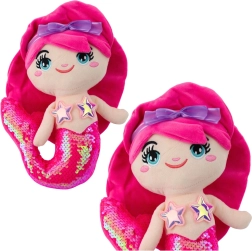 Plys Havfrue med Hale af Palietter i Dyb Pink 28 cm