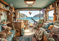 Bluebird puslespil camping ved kysten 1000 brikker