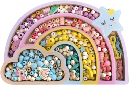 Træperler i pastelfarver Regnbue, 330 stk.