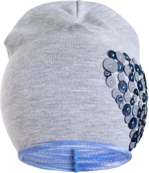 Forårshue New Baby med hjerte grå-lilla